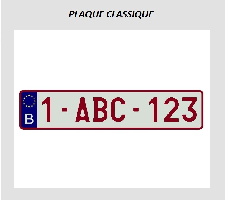 Nouvelle plaque  belge rubis rétroréfléchissante 52X11cm  en aluminium 100% conforme Emboutie avec presse 30 Tonnes et pelée (équipe la majorité des véhicules)